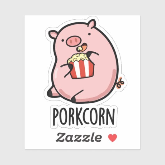 Porkcorn Funny Popcorn Pun Aufkleber (Blatt)
