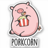 Porkcorn Funny Popcorn Pun Aufkleber (Vorderseite)
