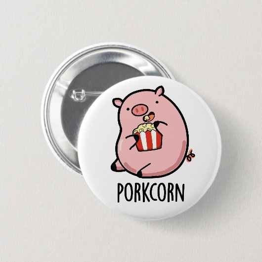 Porkcorn Funny Popcorn Pun Button (Vorne & Hinten)