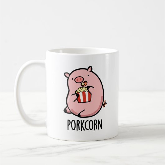 Porkcorn Funny Popcorn Pun Kaffeetasse (Links)