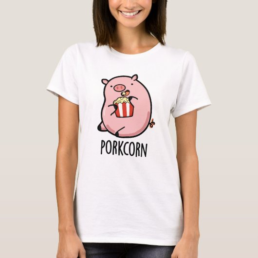 Porkcorn Funny Popcorn Pun T-Shirt (Vorderseite)