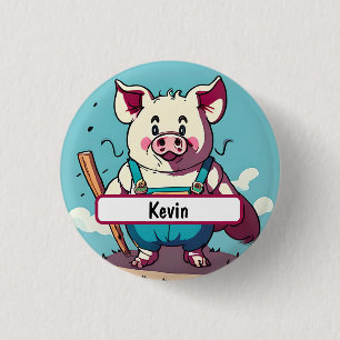 Porky des Bauern mit anpassbarer Nametag-Taste Button