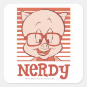 Porky - Nerdy Quadratischer Aufkleber (Vorderseite)