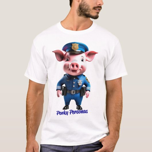 Porky Personas lustige Schweinecharakter T-Shirt (Vorderseite)