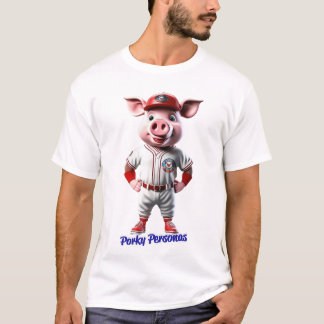 Porky Personas lustige Schweinefiguren. Baseball T-Shirt