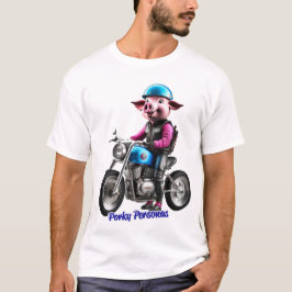 Porky Personas lustige Schweinefiguren. Biker T-Shirt