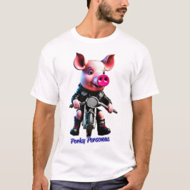 Porky Personas lustige Schweinefiguren. Biker T-Shirt