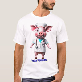 Porky Personas lustige Schweinefiguren. Krankensch T-Shirt