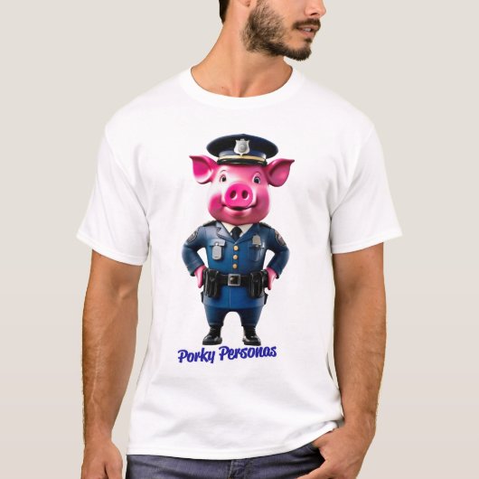 Porky Personas lustige Schweinefiguren. Polizist T-Shirt (Vorderseite)