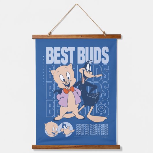 Porky Pig & DAFFY DUCK™ Best Buds Wandteppich Mit Holzrahmen (Vorderseite)