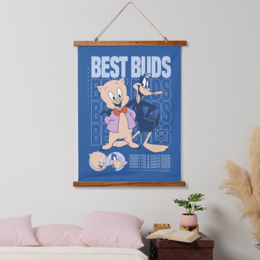 Porky Pig & DAFFY DUCK™ Best Buds Wandteppich Mit Holzrahmen (Schlafzimmer)