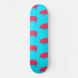 Porky Pig Silhouette Rosa Glitter Mädchen Bauernho Skateboard