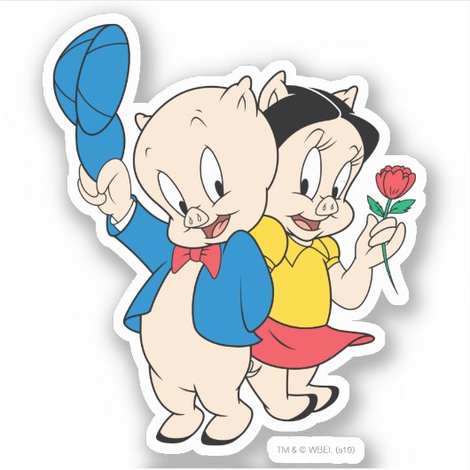 Porky Pig und Petunia Aufkleber (Vorderseite)