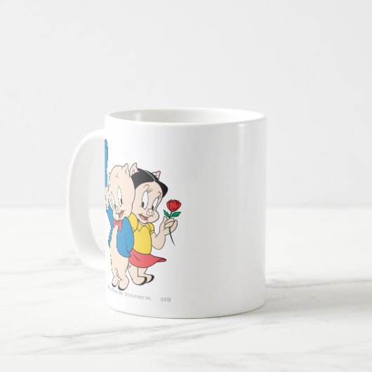 Porky Pig und Petunia Kaffeetasse (Vorderseite Links)