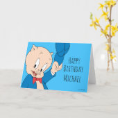 Porky Pig | Winkender Hut Karte (Gelbe Blume)