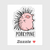 Porky-Pine Funny Porcupine Pig Pun Aufkleber (Blatt)