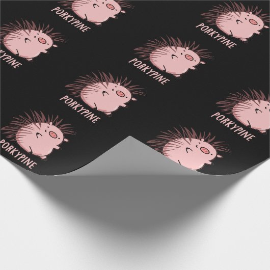 Porky-Pine Funny Porcupine Pig Pun Dark BG Geschenkpapier (Ecke)