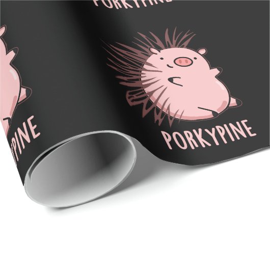 Porky-Pine Funny Porcupine Pig Pun Dark BG Geschenkpapier (Rolleneckpunkt)