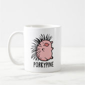 Porky-Pine Funny Porcupine Pig Pun Kaffeetasse (Links)