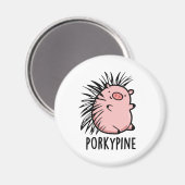 Porky-Pine Funny Porcupine Pig Pun Magnet (Vorderseite/Rückseite)