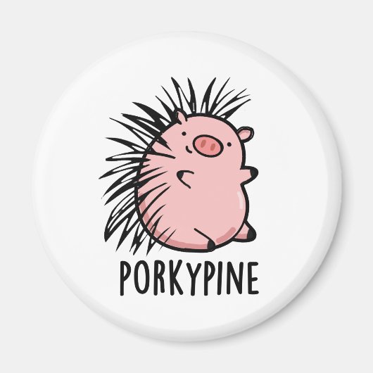 Porky-Pine Funny Porcupine Pig Pun Magnet (Vorne)