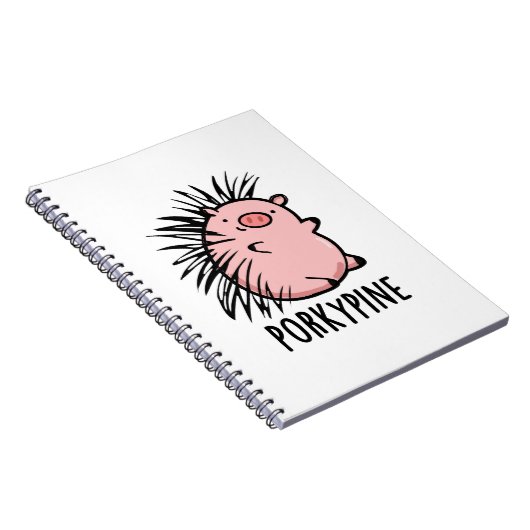 Porky-Pine Funny Porcupine Pig Pun Notizblock (Rechte Seite)