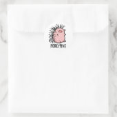 Porky-Pine Funny Porcupine Pig Pun Runder Aufkleber (Tasche)