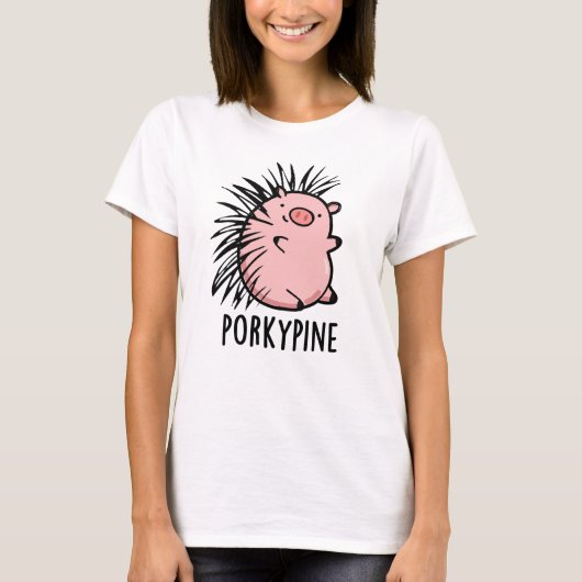 Porky-Pine Funny Porcupine Pig Pun T-Shirt (Vorderseite)