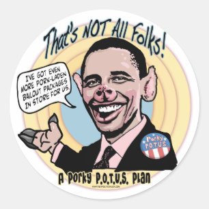 Porky POTUS Anti-Obama Gang Runder Aufkleber