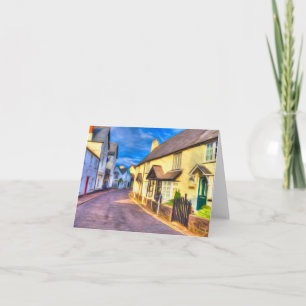 Porlock High Street Somerset Art Karte