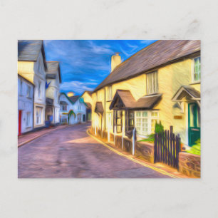 Porlock High Street Somerset Art Postkarte