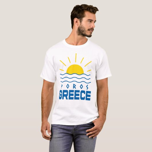 Poros Griechenland Sonnenschein und Meer Weiße Män T-Shirt (Vorne ganz)