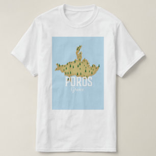 Poros Griechisch Karte Illustriertes Reiseplakat T-Shirt
