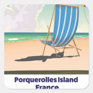Porquerolles Insel Frankreich Reiseplakat Quadratischer Aufkleber