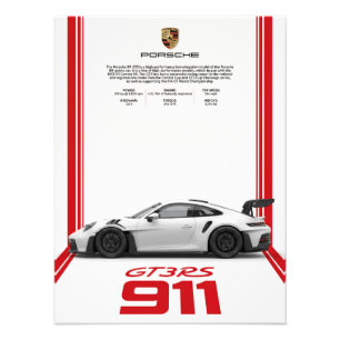 Porsche 911 GT3 RS Datenblatt Poster