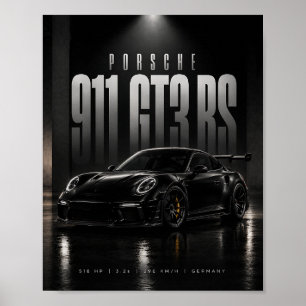 Porsche 911 GT3 RS – Schwarzes Luxus-Sportwagen-Au Poster