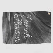 Porsche Blume / Schwarz und Weiß / Golfhandtuch (Horizontal)