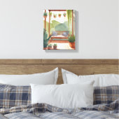 Porsche | Botanische Aquarellmalerei Leinwanddruck (Insitu (Schlafzimmer))