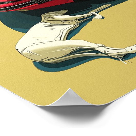 Porsche und Hund Poster (Ecke)