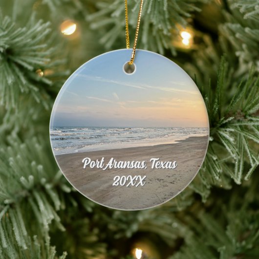 Port Aransas Beach Sunset Texas Photography Keramik Ornament (Baum)