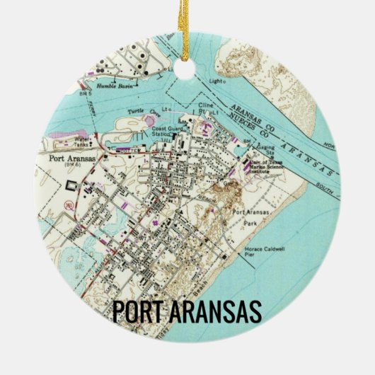 Port Aransas TX Karte Keramik Ornament (Hinten)