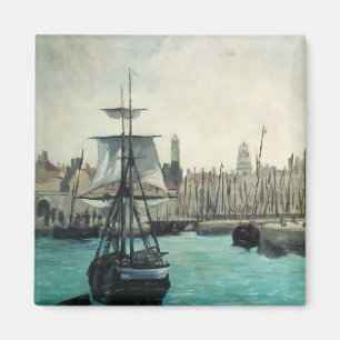 Port at Calais by Manet, Vintager Impressionismus  Magnet