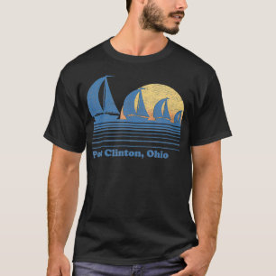 Port Clinton OH Sailboat Vintag 80er Sunset T-Shirt