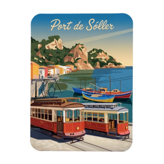 Port de Soller Mallorca Vintag Magnet (Vertikal)