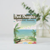 Port Douglas Australia Vintage Reiseplakat Postkarte (Stehend Vorderseite)