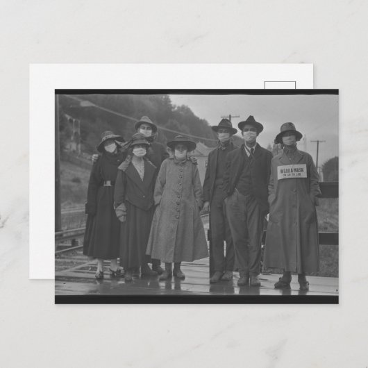 Port du masque pendant la Grippe espagnole 1918 Postkarte (Vorne/Hinten)