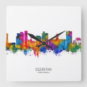 Port Elizabeth South Africa Skyline Quadratische Wanduhr
