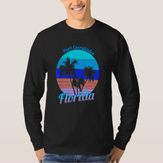 Port Everglades Florida Retro Tropical Palm Trees  T-Shirt