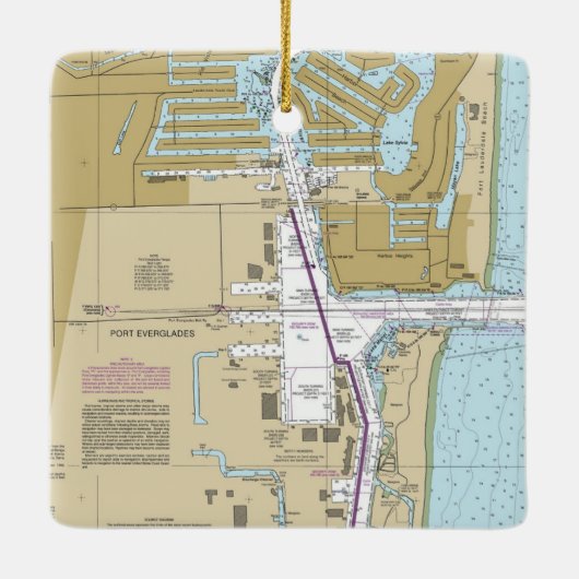 Port Everglades Florida Seekarte Keramikornament (Rückseite)