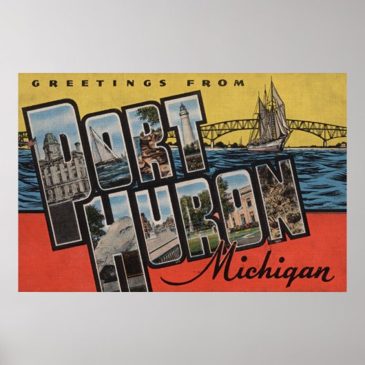 Port Huron, Michigan - Große Buchstabenszenen Poster (Vorne)
